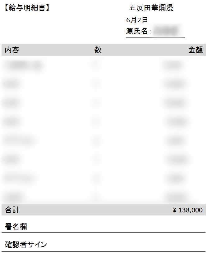 給料明細書